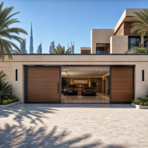 How to Buy a Garage Door in UAE - Complete 2026 Buying Guide 8 Modern sliding garage doors in a luxury Dubai villa by