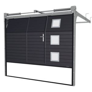 How to Buy a Garage Door in UAE - Complete 2026 Buying Guide 2 Modern dark grey sectional garage door with windows, Dubai